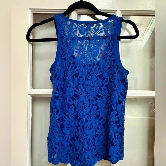 Express | Royal Blue Sequin Embellishment Top Size XS - Picture 2 of 7